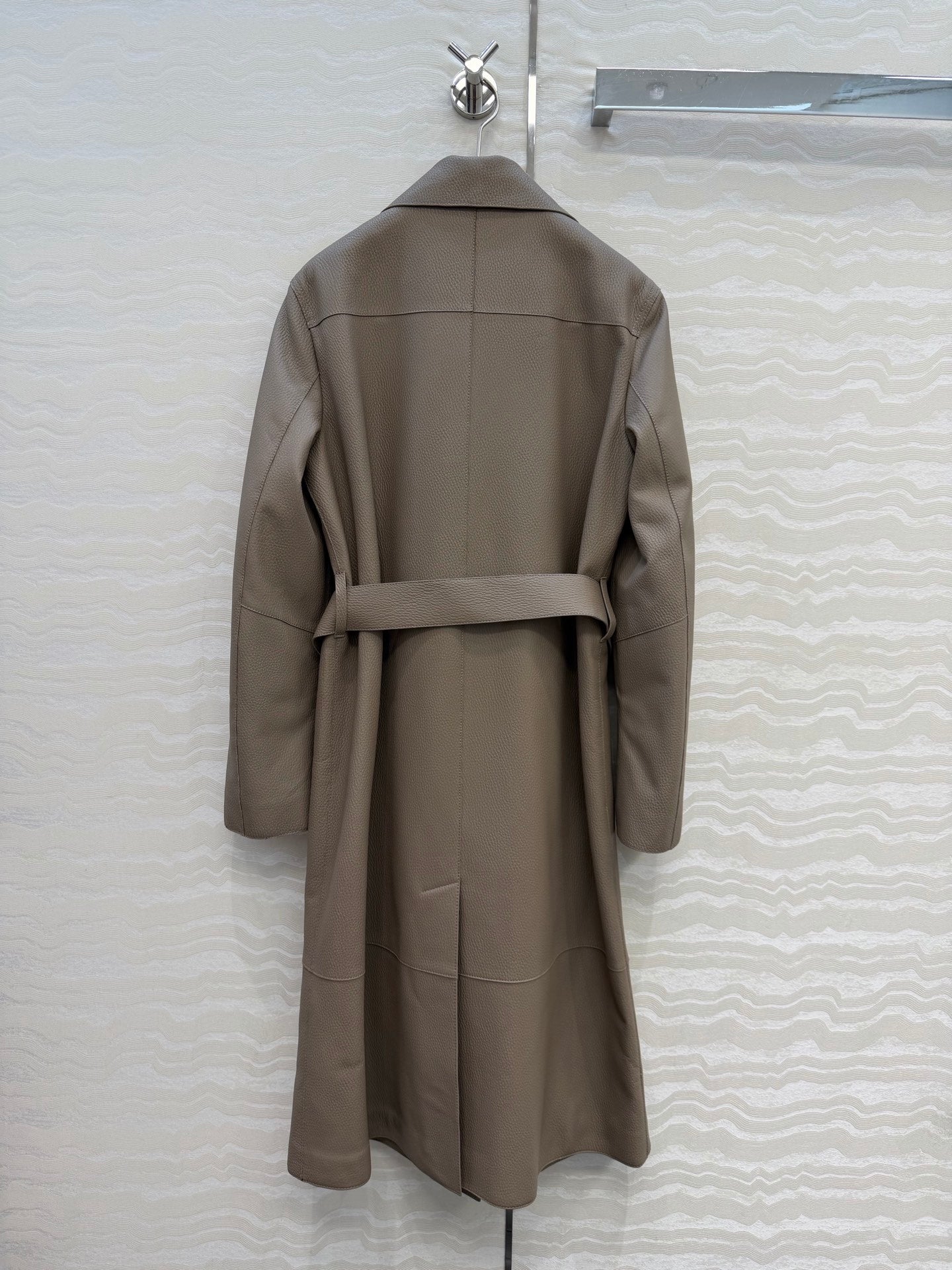 Sheepskin Belted Long Coat – Timeless Power Silhouette