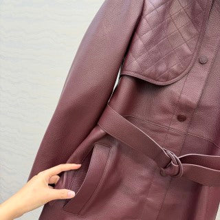 Sheepskin Belted Long Coat – Timeless Power Silhouette
