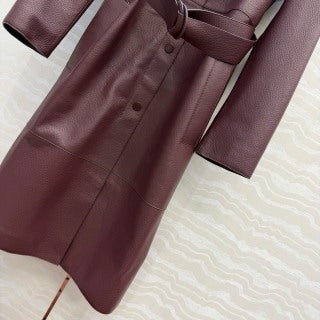Sheepskin Belted Long Coat – Timeless Power Silhouette
