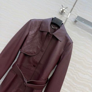 Sheepskin Belted Long Coat – Timeless Power Silhouette
