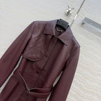 Sheepskin Belted Long Coat – Timeless Power Silhouette