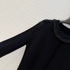 Ribbed Knit Long Sleeve Dress – Structured Elegance