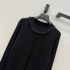 Ribbed Knit Long Sleeve Dress – Structured Elegance