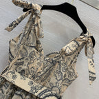 Paisley Print Bow-Strap Maxi Dress - Olive Paisley - View 7