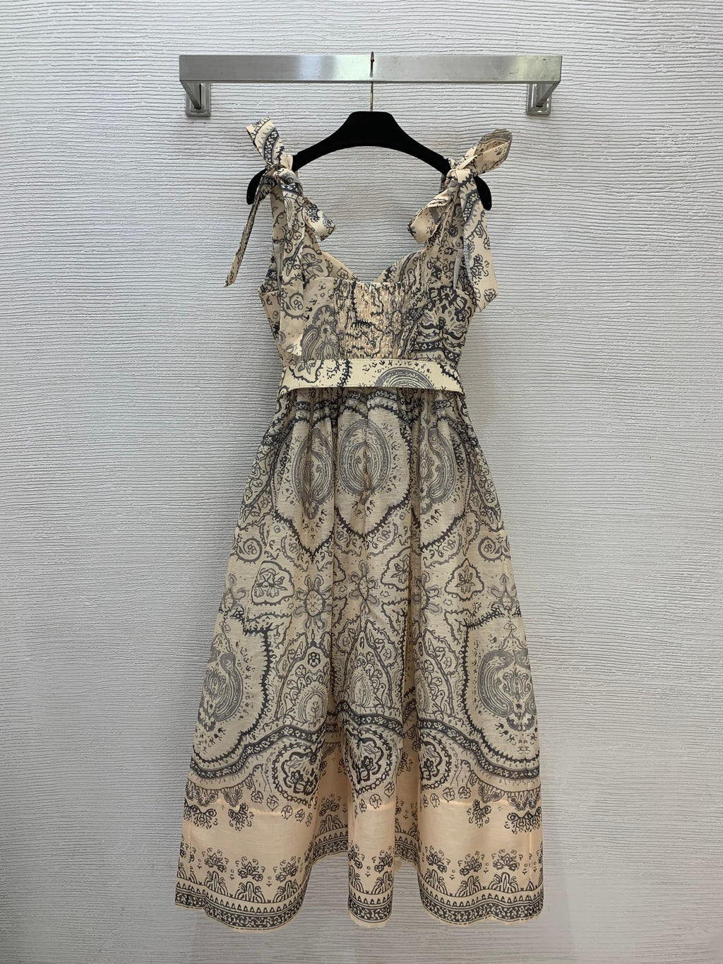 Paisley Print Bow-Strap Maxi Dress - Olive Paisley - View 6