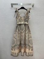 Paisley Print Bow-Strap Maxi Dress - Olive Paisley - View 6