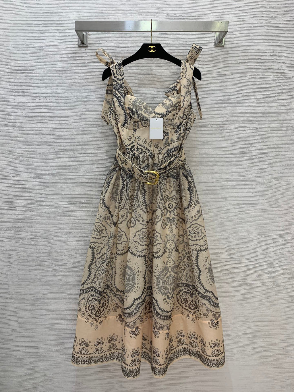 Paisley Print Bow-Strap Maxi Dress - Olive Paisley - View 1