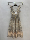 Paisley Print Bow-Strap Maxi Dress - Olive Paisley - View 1
