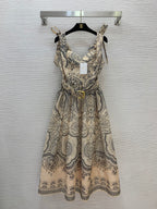 Paisley Print Bow-Strap Maxi Dress - Olive Paisley - View 1