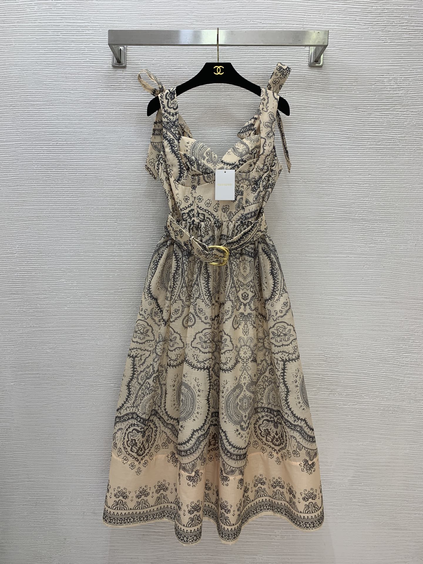 Paisley Print Bow-Strap Maxi Dress - Olive Paisley - View 1