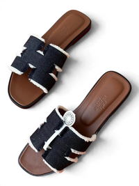 Oran Frayed Denim Sandals