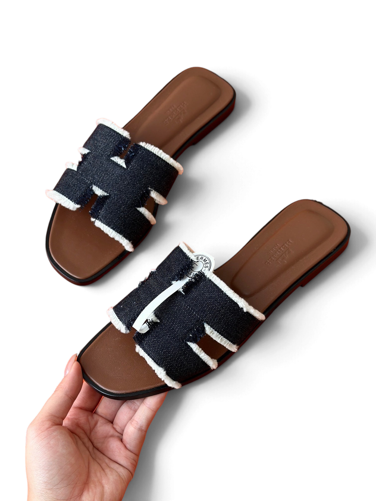 Oran Frayed Denim Sandals - Black Denim - View 4