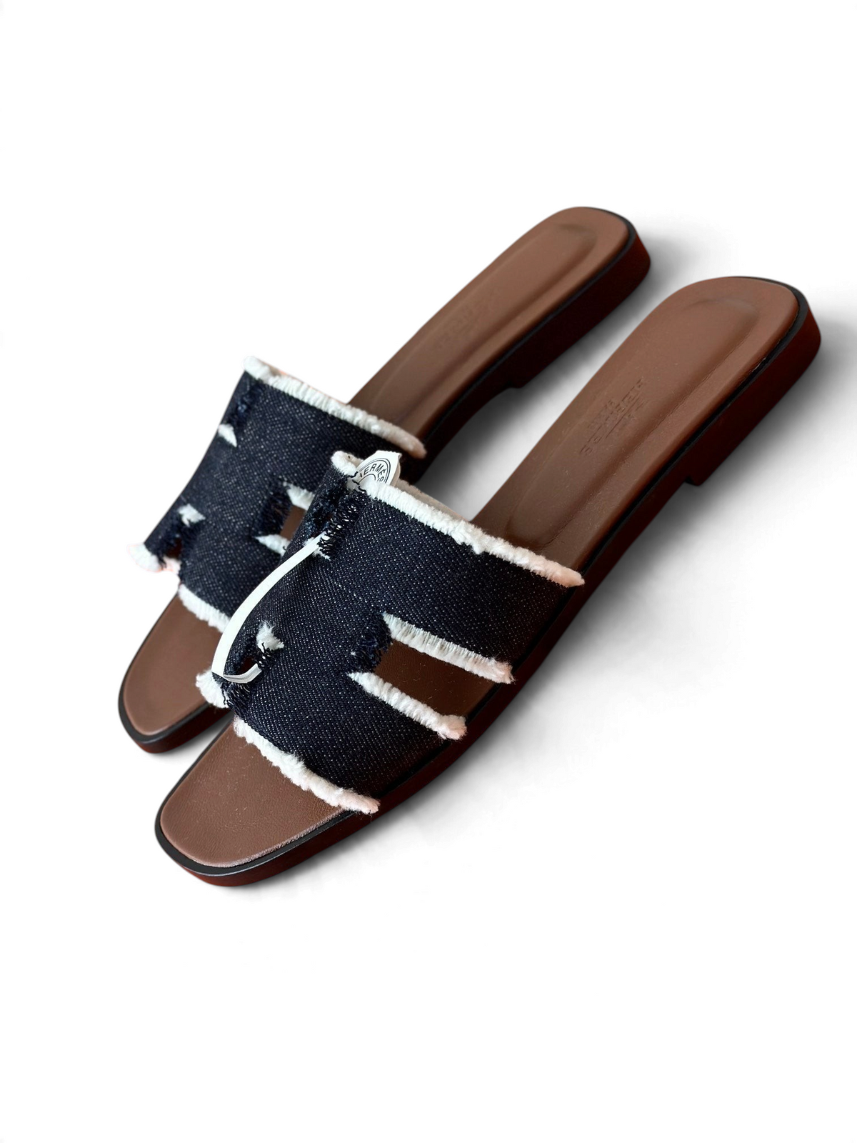 Oran Frayed Denim Sandals - Black Denim - View 3