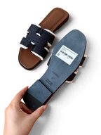 Oran Frayed Denim Sandals - Black Denim - View 8