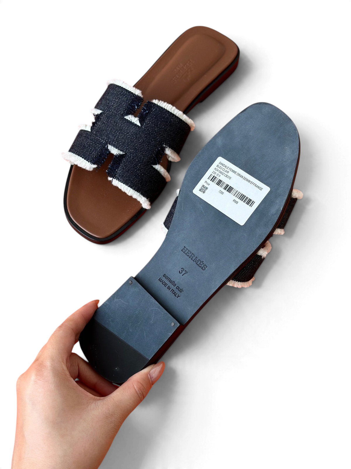 Oran Frayed Denim Sandals - Black Denim - View 8