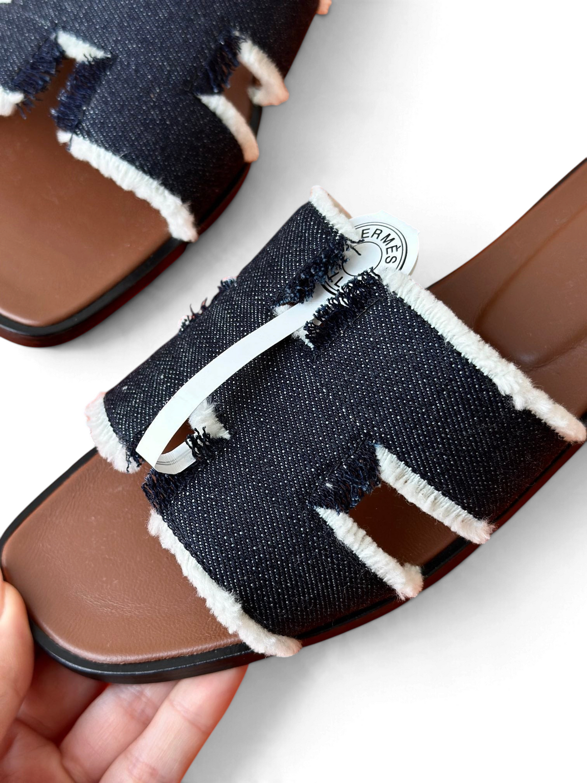 Oran Frayed Denim Sandals - Black Denim - View 5