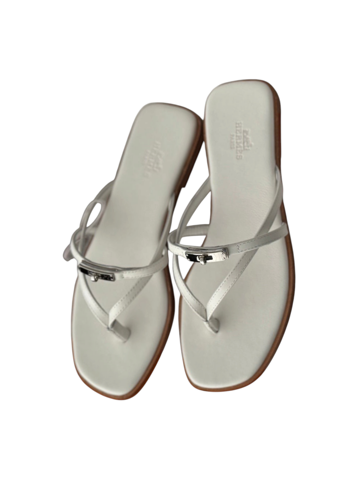 Strappy Calfskin Flat Sandals - White - View 1