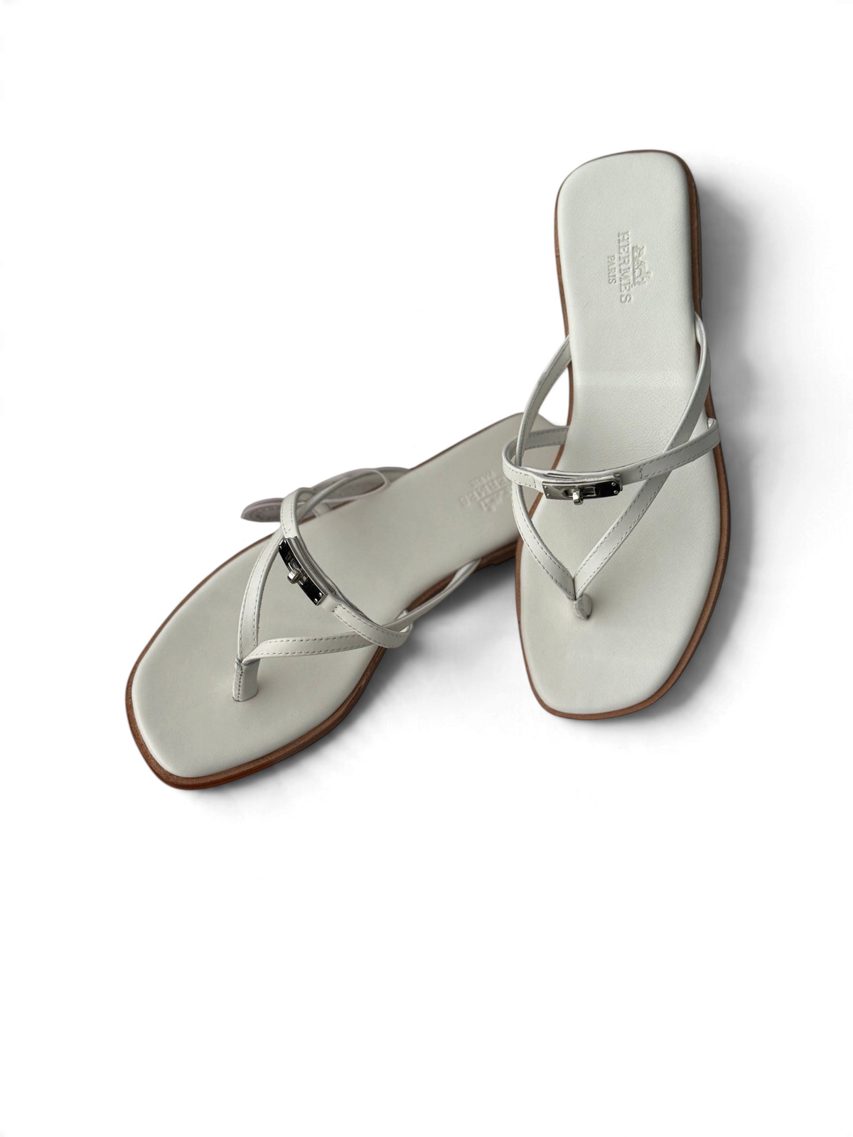 Strappy Calfskin Flat Sandals - White - View 2