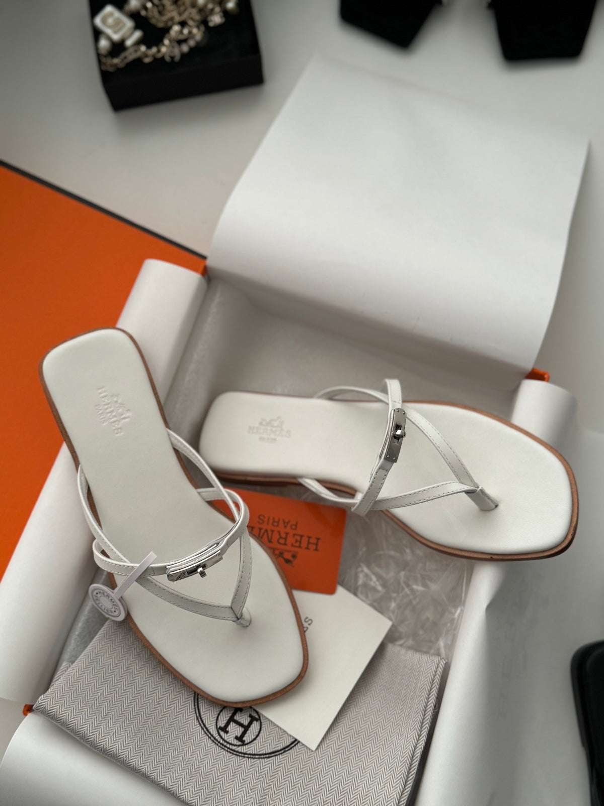 Strappy Calfskin Flat Sandals - White - View 4