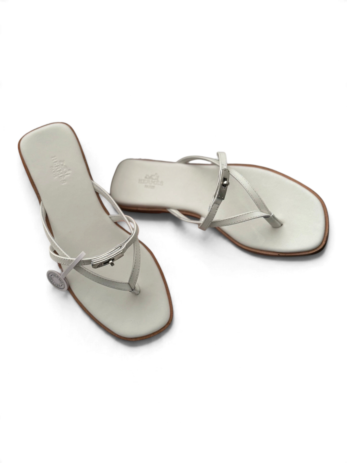 Strappy Calfskin Flat Sandals - White - View 4