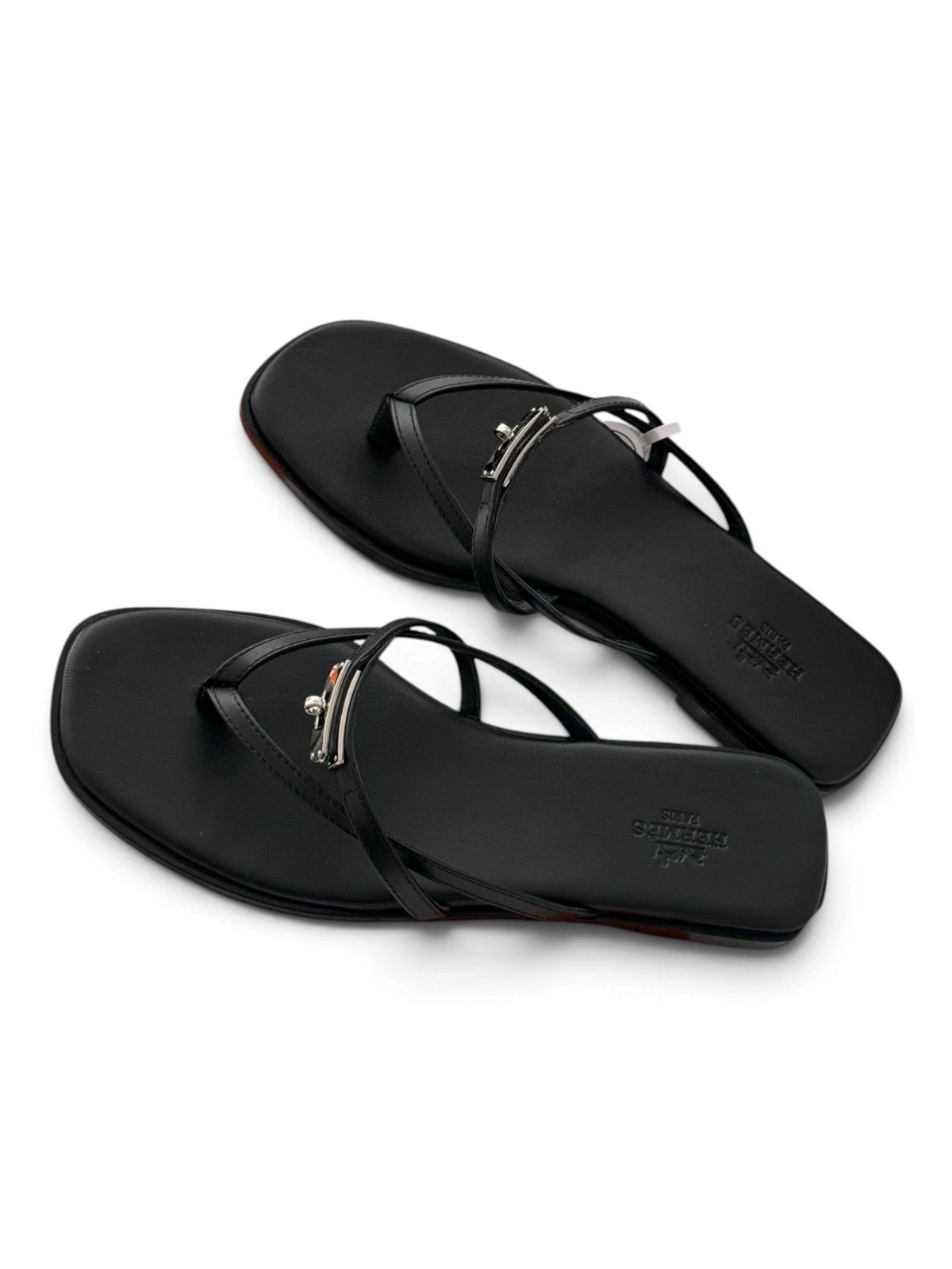 Strappy Calfskin Flat Sandals - Black - View 2