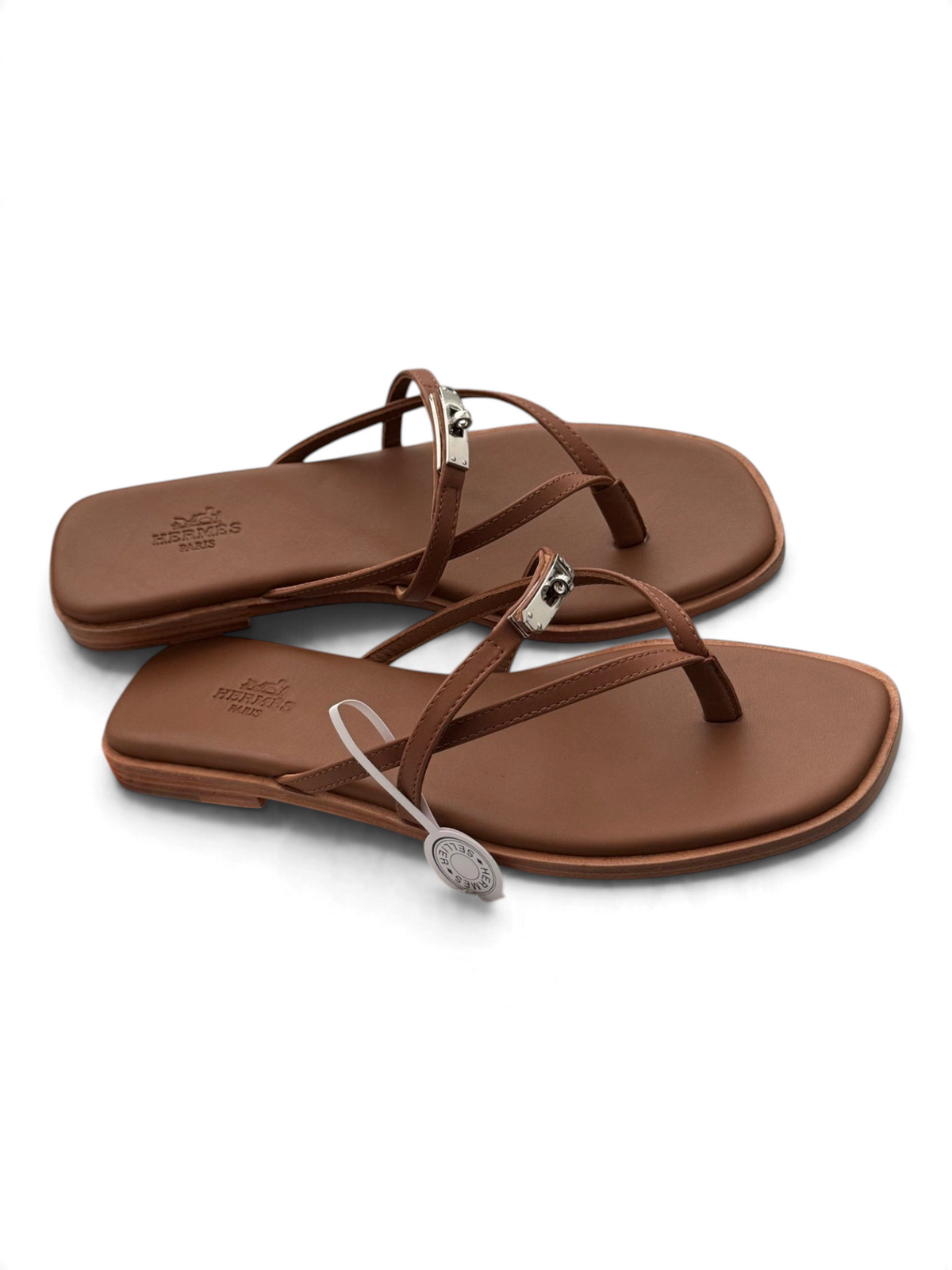 Strappy Calfskin Flat Sandals - Brown - View 3