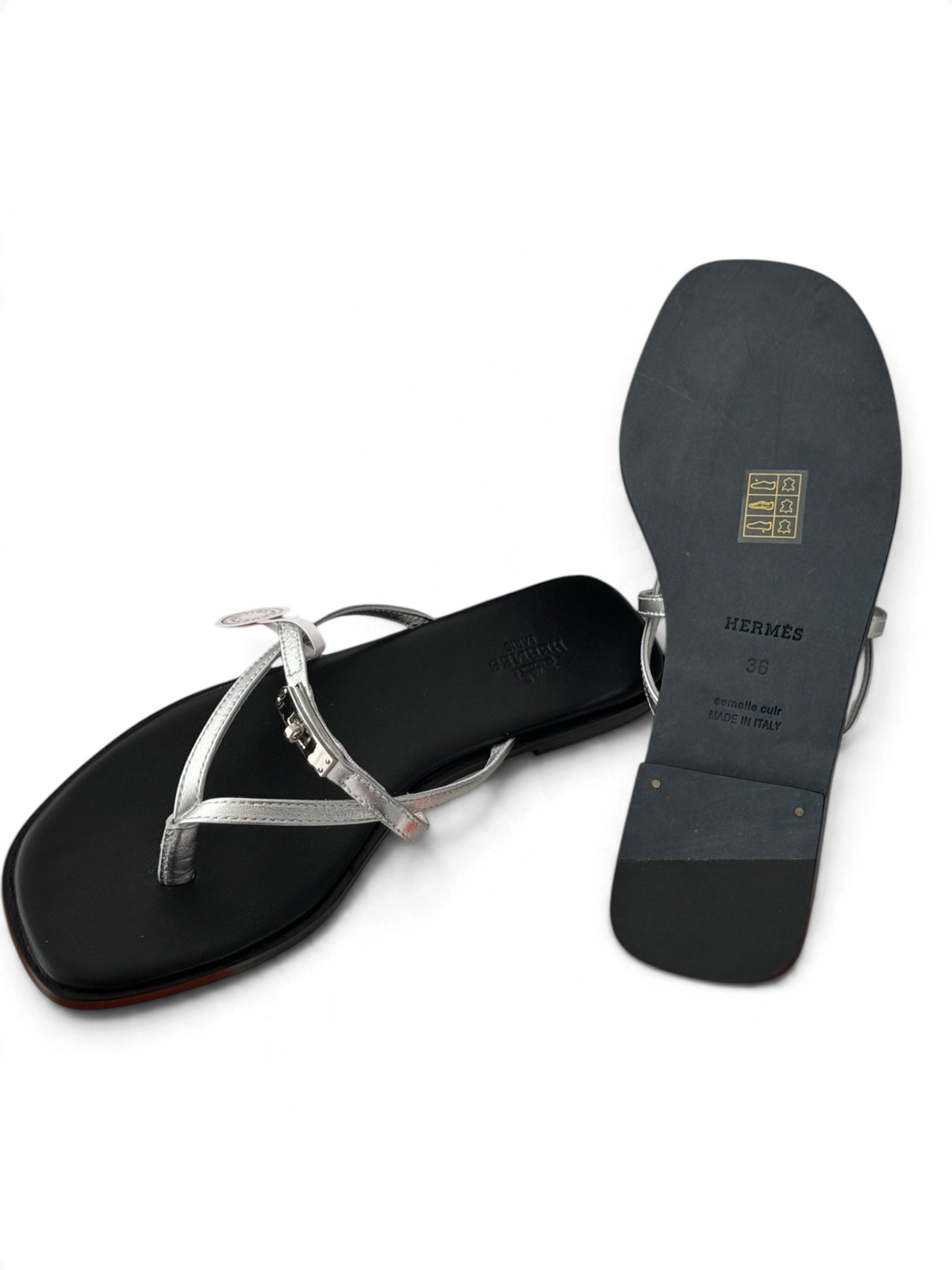 Strappy Calfskin Flat Sandals - Black - View 4