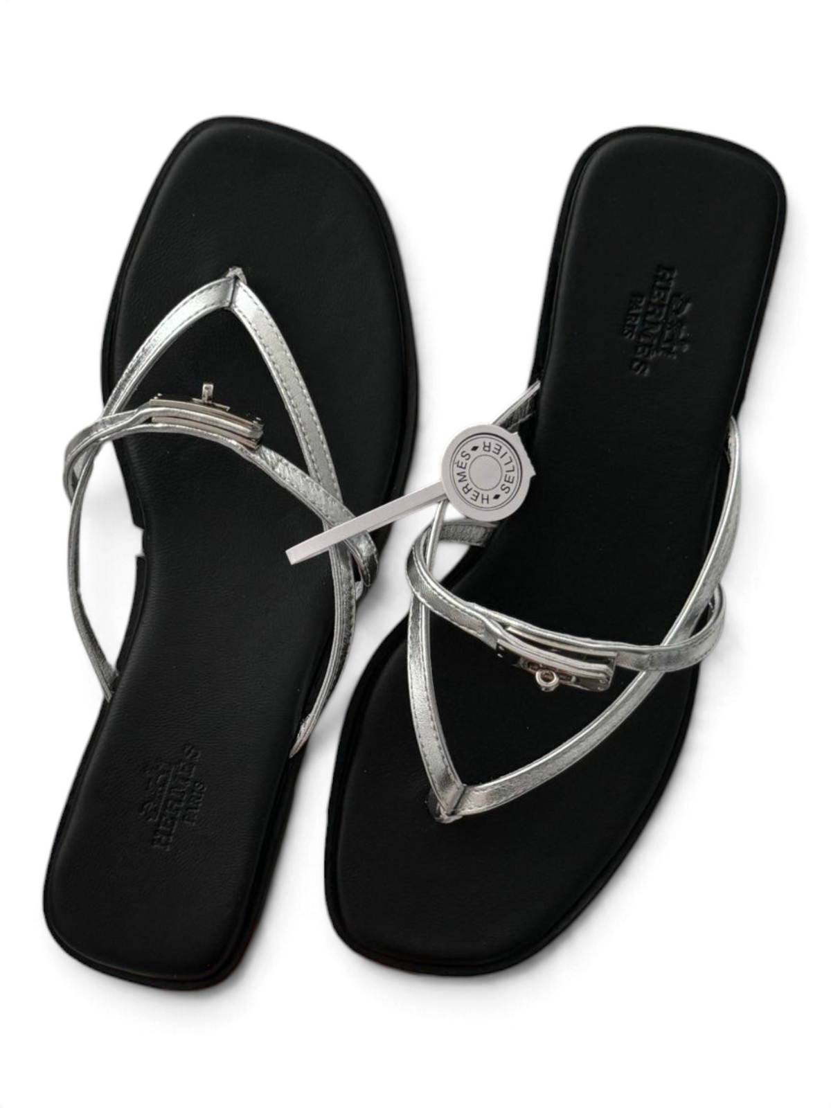 Strappy Calfskin Flat Sandals - Black - View 2