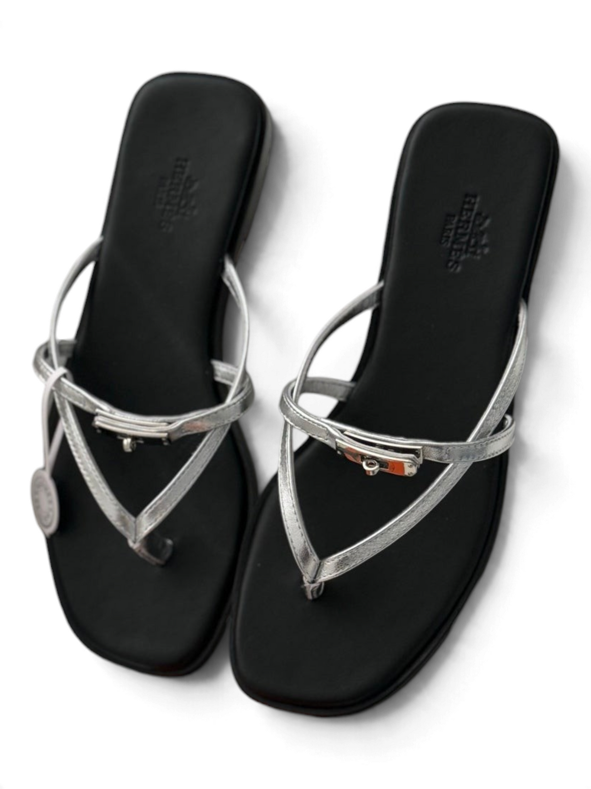 Strappy Calfskin Flat Sandals - Black - View 1