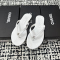 Double C Leather Flip-Flops - White - View 1