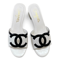 Two-Tone Double C Kitten-Heel Slide Sandals