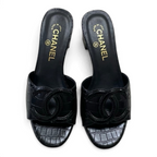 Two-Tone Double C Kitten-Heel Slide Sandals - Black - View 3