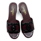 Two-Tone Double C Kitten-Heel Slide Sandals - Burgundy - View 3