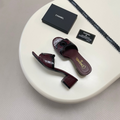 Two-Tone Double C Kitten-Heel Slide Sandals - Burgundy - View 1