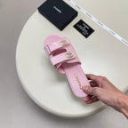 Crystal Double C Velcro Slide Sandals - Pink - View 9