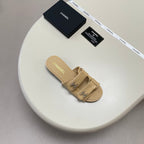 Crystal Double C Velcro Slide Sandals - Beige - View 6