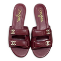 Crystal Double C Velcro Flat Sandals - Burgundy - View 1