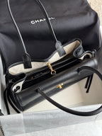 26S Small Shopping Bag in Black Grained Calfskin