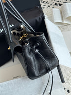 26S Small Shopping Bag in Black Grained Calfskin