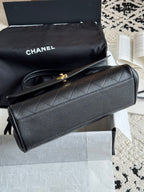 26S Small Shopping Bag in Black Grained Calfskin