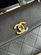 26S Small Shopping Bag in Black Grained Calfskin