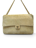 Quilted Suede Maxi Flap Shoulder Bag - View 1