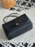 Chanel 26S CF Maxi Large Flap Bag in Black Grained Leather with Gold-Tone Hardware - Detail View 3