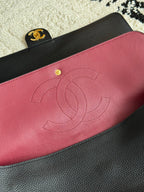 Chanel 26S CF Maxi Large Flap Bag in Black Grained Leather with Gold-Tone Hardware - Detail View 7