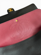 Chanel 26S CF Maxi Large Flap Bag in Black Grained Leather with Gold-Tone Hardware - Detail View 7