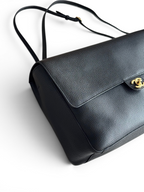 Chanel 26S CF Maxi Large Flap Bag in Black Grained Leather with Gold-Tone Hardware - Detail View 2