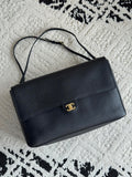 Chanel 26S CF Maxi Large Flap Bag in Black Grained Leather with Gold-Tone Hardware - Front View