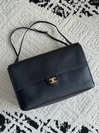 Chanel 26S CF Maxi Large Flap Bag in Black Grained Leather with Gold-Tone Hardware - Front View