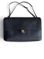 Chanel 26S CF Maxi Large Flap Bag in Black Grained Leather with Gold-Tone Hardware - Front View