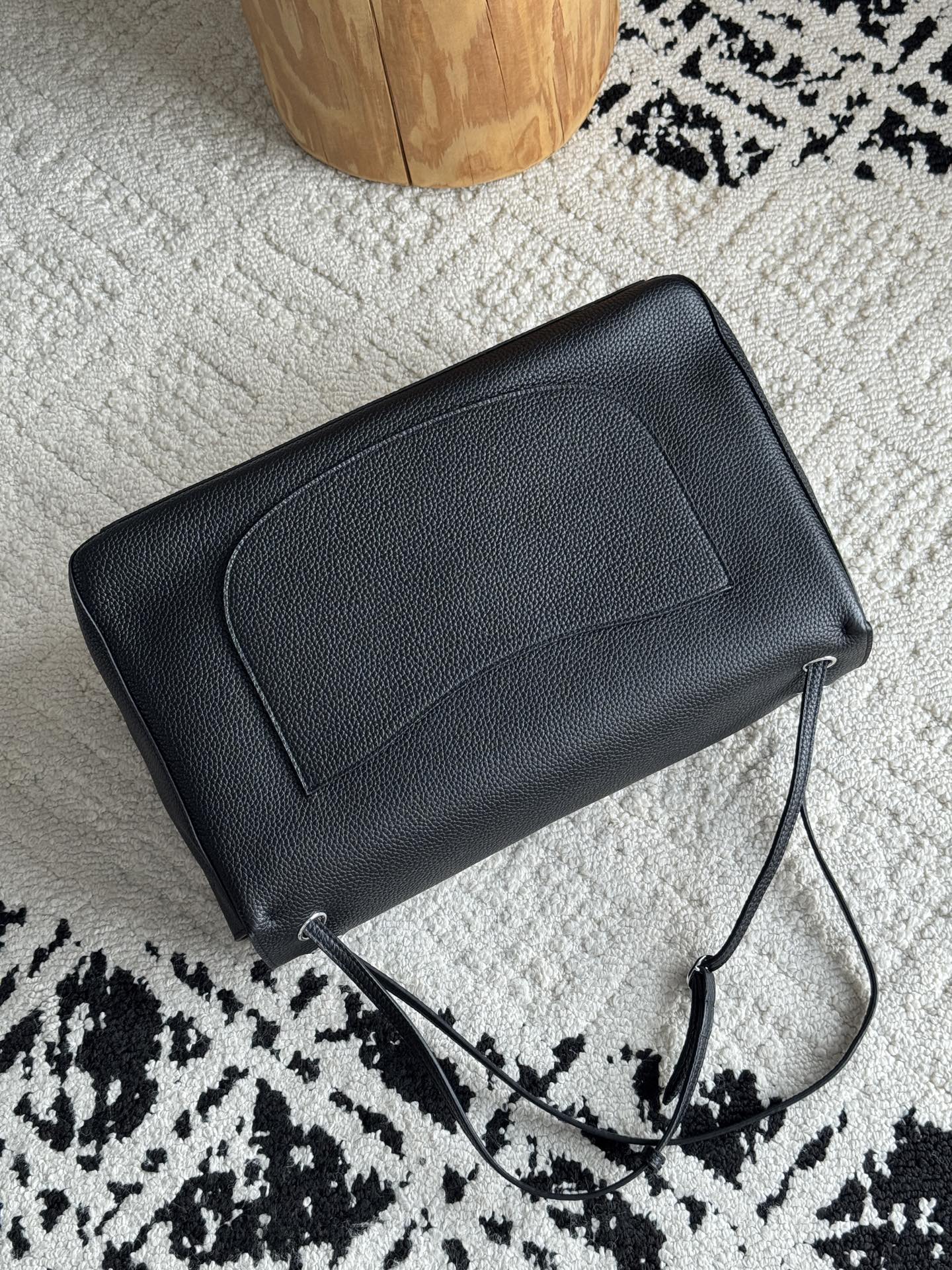 Chanel 26S CF Maxi Large Flap Bag in Black Grained Leather with Silver-Tone Hardware - Detail View 4